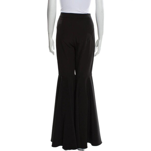 DESIGNER MILLY BLACK WIDE LEG HIGH-RISE RUFFLE EMBELLISHMENT PANTS SIZE 10.R - Picture 5 of 14
